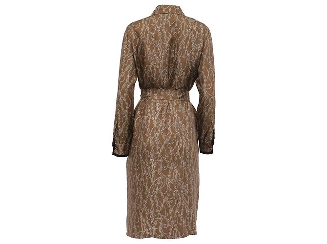 Vestido camisa midi Max Mara Cain-Printed en seda marrón - vista 4