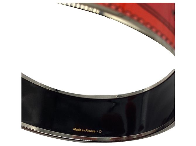 Bracciale rigido in smalto Hermès in metallo rosso - vista 4