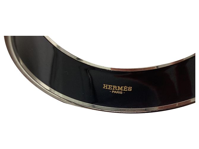 Bracciale rigido in smalto Hermès in metallo rosso - vista 5