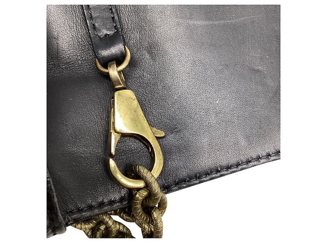 Borsa a tracolla Lanvin Mini Turn Lock in pelle di anguilla nera - vista 10