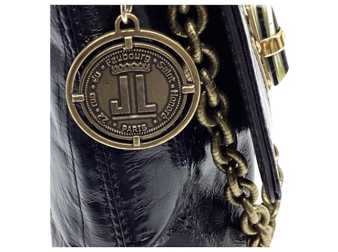 Borsa a tracolla Lanvin Mini Turn Lock in pelle di anguilla nera - vista 13