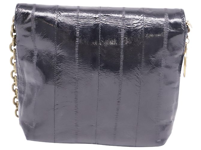 Borsa a tracolla Lanvin Mini Turn Lock in pelle di anguilla nera - vista 4