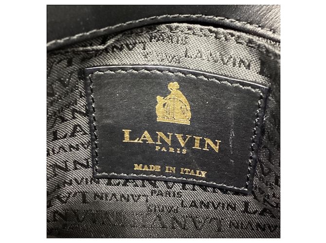 Borsa a tracolla Lanvin Mini Turn Lock in pelle di anguilla nera - vista 8