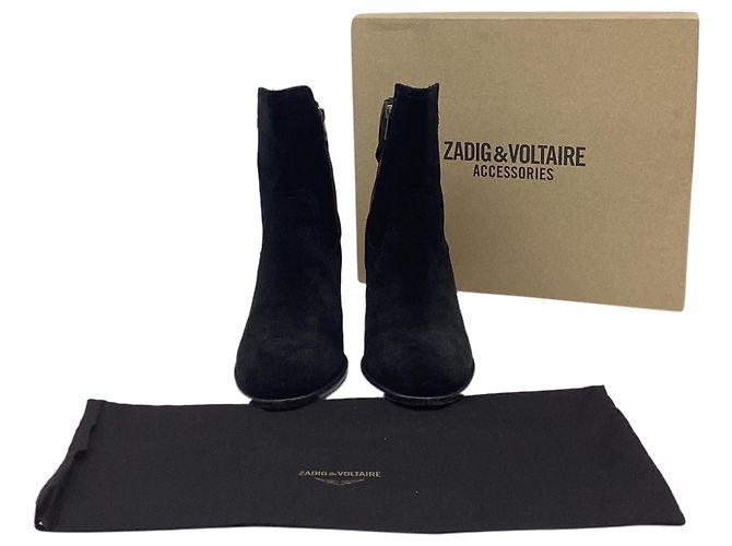 Bottines Zadig & Voltaire en daim noir - vue 7