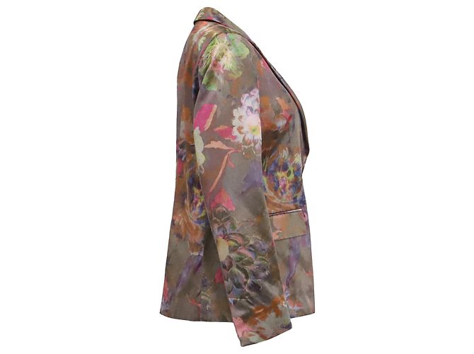 Etro einreihiger Blazer mit Blumenprint aus multicoloured Baumwolle - Ansicht 3