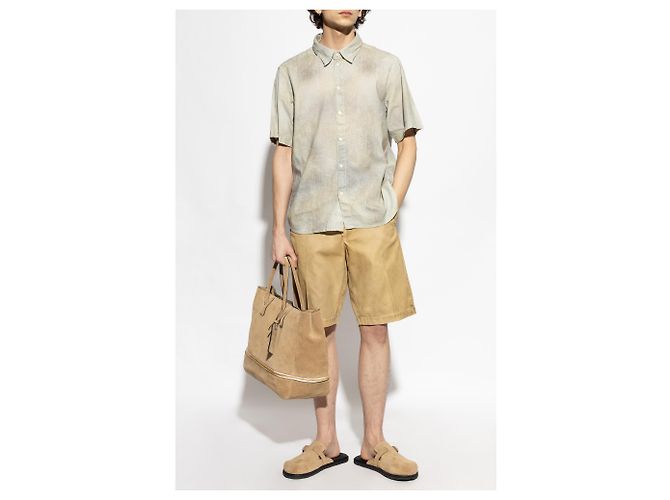 Camicia Diesel S-LEIE-SHORT in lino e cotone grigia - vista 2