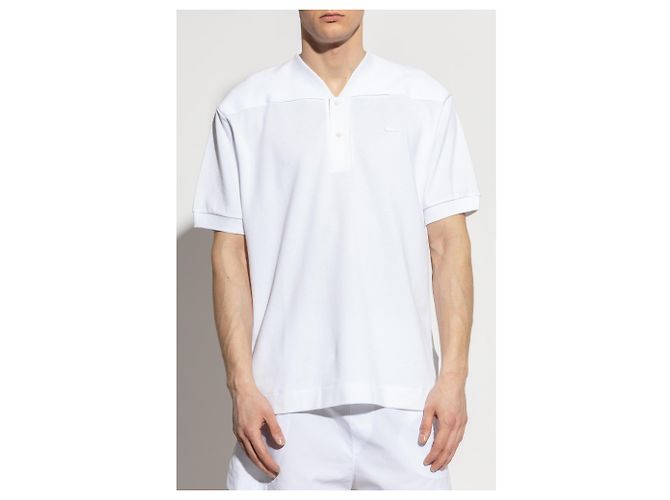 Polo Lacoste bianca in cotone con logo - vista 3