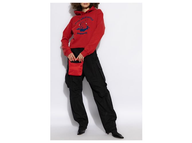 Felpa Dsquared2 Logo Rossa in Cotone - vista 2