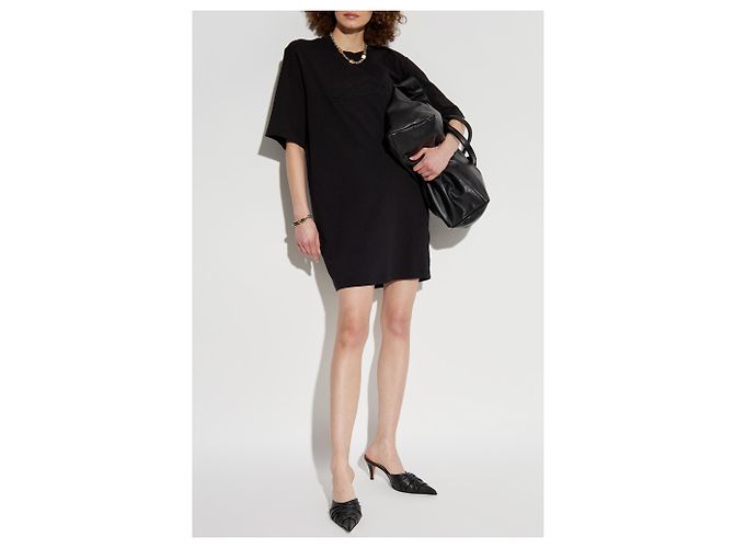 Vestido negro de algodón con logo Dsquared2 - vista 2