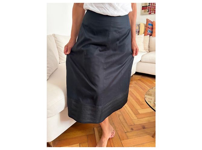 Dries Van Noten Falda Larga de Algodón Negra - vista 2