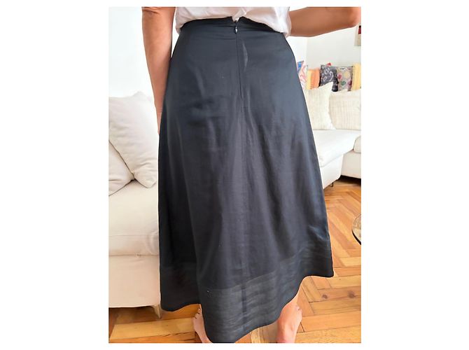 Dries Van Noten Falda Larga de Algodón Negra - vista 4