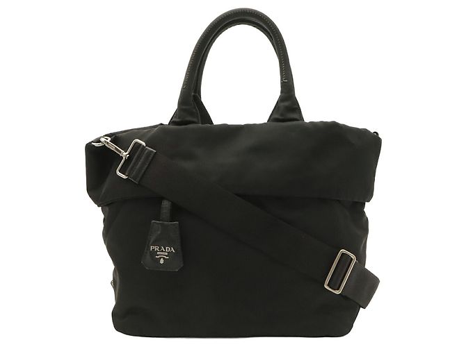 Prada Wendbare Tote Bag/Schultertasche aus schwarzem Nylon - Ansicht 2