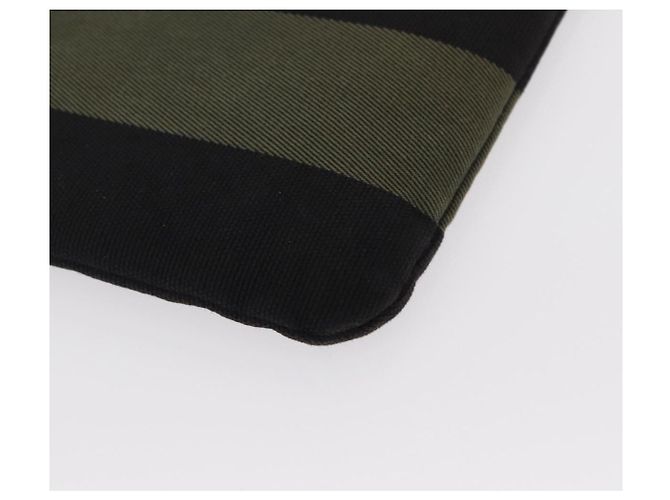 Autre Marque SAINT LAURENT Bolsa de Mão Clutch Canvas Couro Preto Cáqui Prata Auth mr1652 - Jerrillo - vista 15