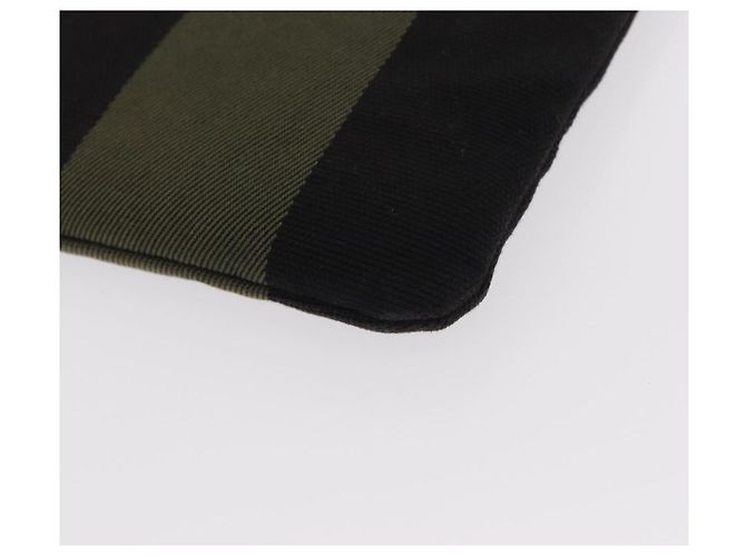 Autre Marque SAINT LAURENT Bolsa de Mão Clutch Canvas Couro Preto Cáqui Prata Auth mr1652 - Jerrillo - vista 16