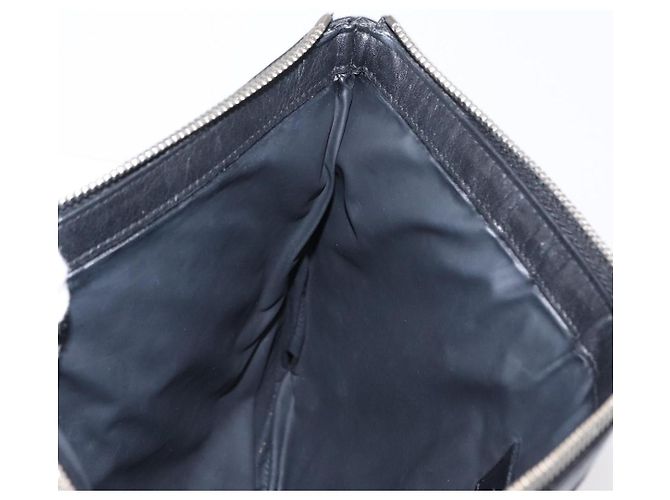 Autre Marque SAINT LAURENT Bolsa de Mão Clutch Canvas Couro Preto Cáqui Prata Auth mr1652 - Jerrillo - vista 19