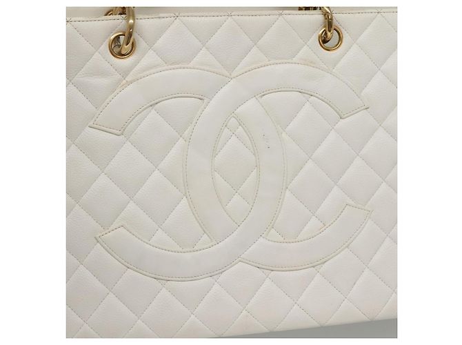 CHANEL COCO Mark Chain Hand Bag Caviar Skin White Gold CC Auth gh687 - Jerrillo - vista 10
