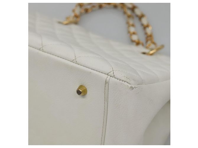 CHANEL COCO Mark Chain Hand Bag Caviar Skin White Gold CC Auth gh687 - Jerrillo - vista 15