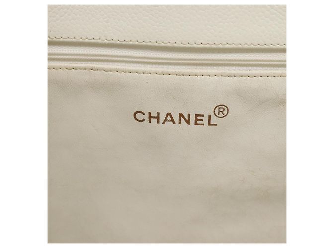 CHANEL COCO Mark Chain Hand Bag Caviar Skin White Gold CC Auth gh687 - Jerrillo - vista 17