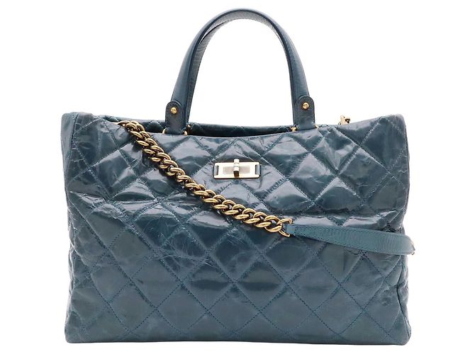 Bolsa Tote Chanel 2.55 Azul de Couro - vista 2