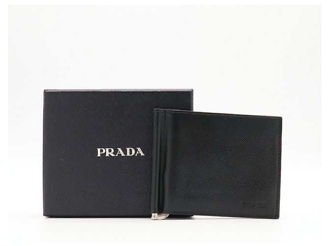 Portafoglio Prada Saffiano Bi-fold in Black - vista 8