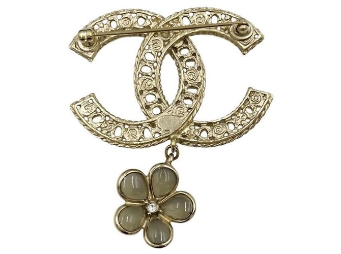 Chanel Brosche Blumen-Design aus goldfarbenem Metall - Ansicht 2