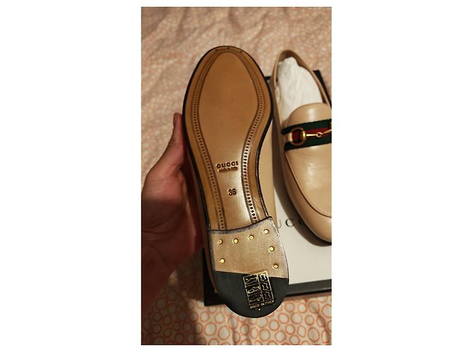 Gucci Mocassini Horsebit in Pelle Beige - vista 2
