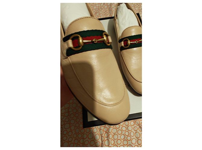 Gucci Mocassini Horsebit in Pelle Beige - vista 3
