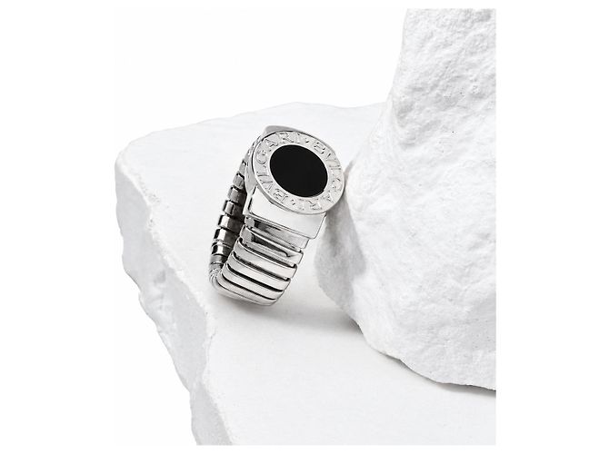 Bulgari Tubogas Ring Onyx Schwarz 18k Weißgold - Ansicht 3
