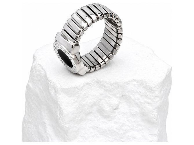 Bulgari Tubogas Ring Onyx Schwarz 18k Weißgold - Ansicht 4