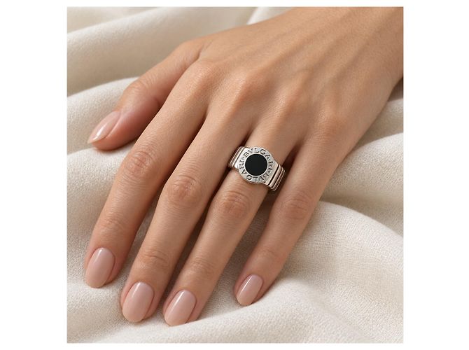 Bulgari Tubogas Ring Onyx Schwarz 18k Weißgold - Ansicht 2