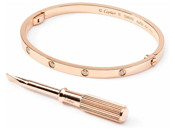 Bracciale Cartier Love in Oro Rosa e Diamanti - vista 4