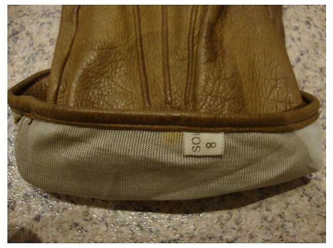 Autre Marque Hellbraune Lederhandschuhe, Größe 8 - Ansicht 2