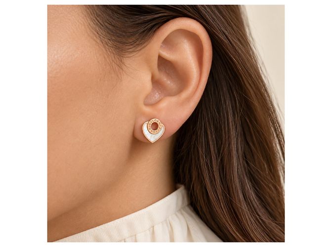 Bulgari Cuore Perlmutt Herz Ohrringe Roségold - Ansicht 3