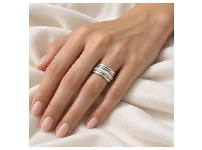 Autre Marque Memoire Diamantring 585 Weißgold Größe 55 - Ansicht 4