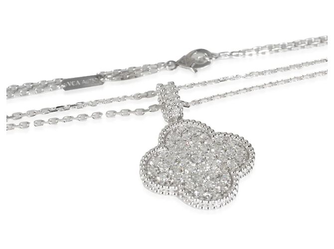 Van Cleef & Arpels Ciondolo Magic Alhambra Diamanti Oro Bianco 18K - vista 3