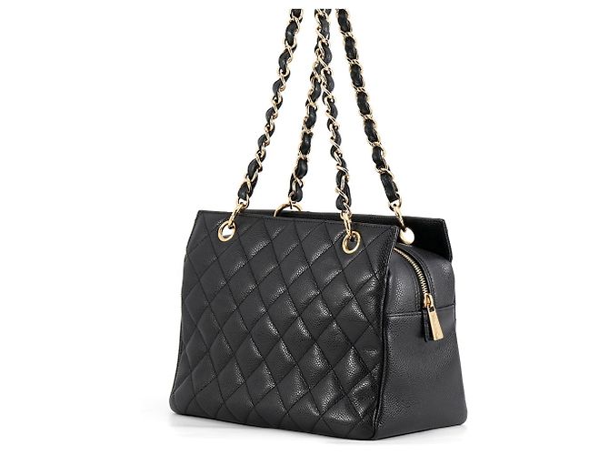 Borsa Chanel in pelle di vitello grana nera - vista 2