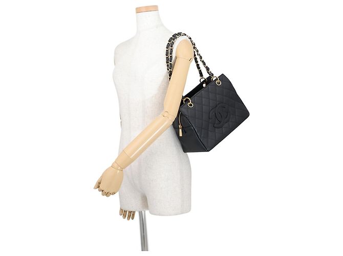 Borsa Chanel in pelle di vitello grana nera - vista 4