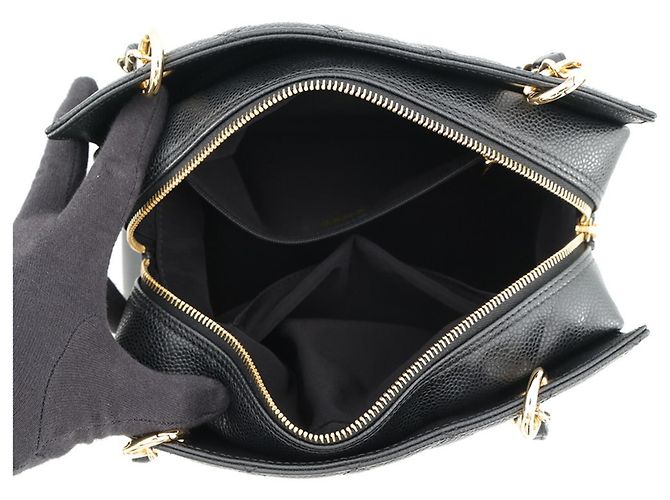 Borsa Chanel in pelle di vitello grana nera - vista 5