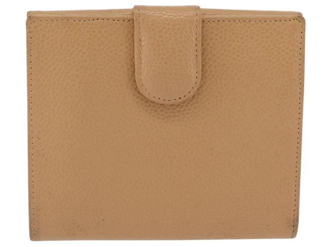 Cartera CHANEL Caviar Skin Beige CC Auth 208527 - Jerrillo - vista 3