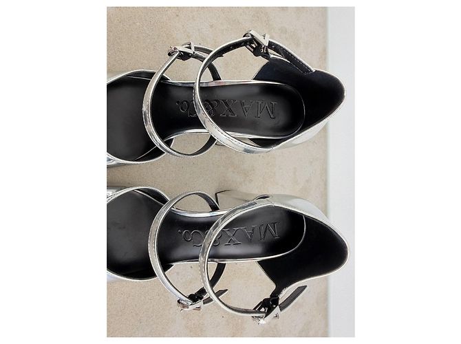 Autre Marque MAX&Co. Silberne Leder Mary Janes mit Blockabsatz - Ansicht 6