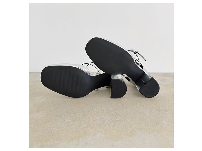 Autre Marque MAX&Co. Silberne Leder Mary Janes mit Blockabsatz - Ansicht 7