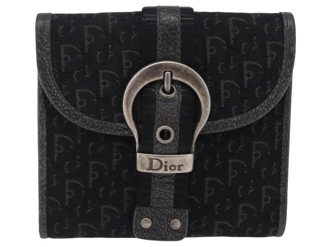 Christian Dior Trotter Canvas Wallet Black Silver Auth 208541V - Jerrillo - vista 2