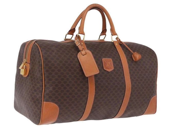 Céline CELINE Macadam Canvas Boston Bag PVC Leather Brown Gold Auth 208652V - Jerrillo - vista 2