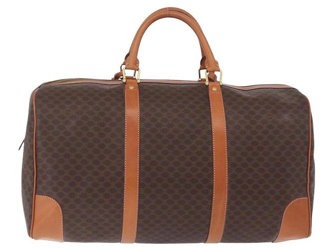 Céline CELINE Macadam Canvas Boston Bag PVC Leather Brown Gold Auth 208652V - Jerrillo - vista 3