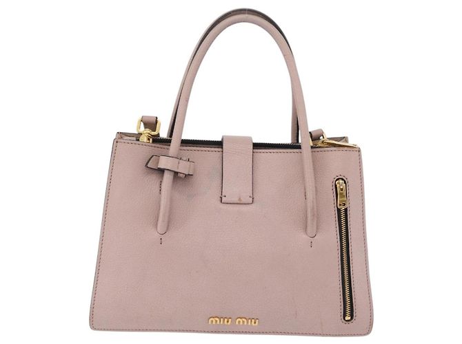 Miu Miu Hand Bag Leather 2way Beige Gold Tone Auth 209104 - Jerrillo - vista 3