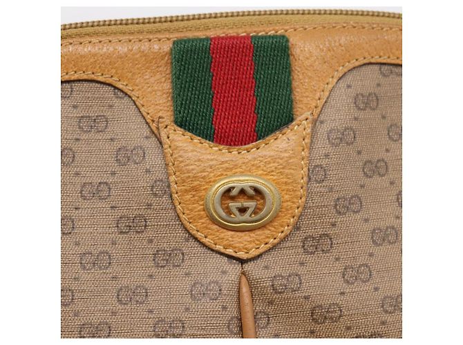 GUCCI Micro GG Web Sherry Line Shoulder Bag PVC Brown 904 02 047 Auth 209155 - Jerrillo - vista 16