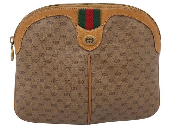 GUCCI Micro GG Web Sherry Line Shoulder Bag PVC Brown 904 02 047 Auth 209155 - Jerrillo - vista 2