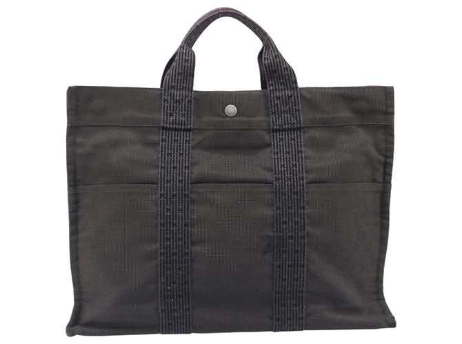 Hermès HERMES Her Line MM Hand Bag Canvas Gray Silver Auth 209346A - Jerrillo - vue 3