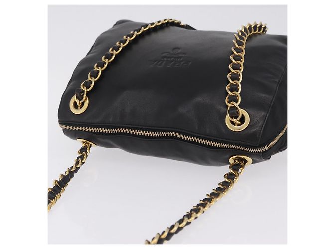 PRADA Bolsa de Ombro com Corrente em Couro Preto e Dourado Auth 209449V - Jerrillo - vista 6
