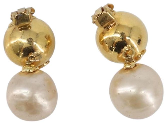 CHANEL Ohrringe Metall Goldfarben Weiß CC Auth 209603 - Jerrillo - Ansicht 3